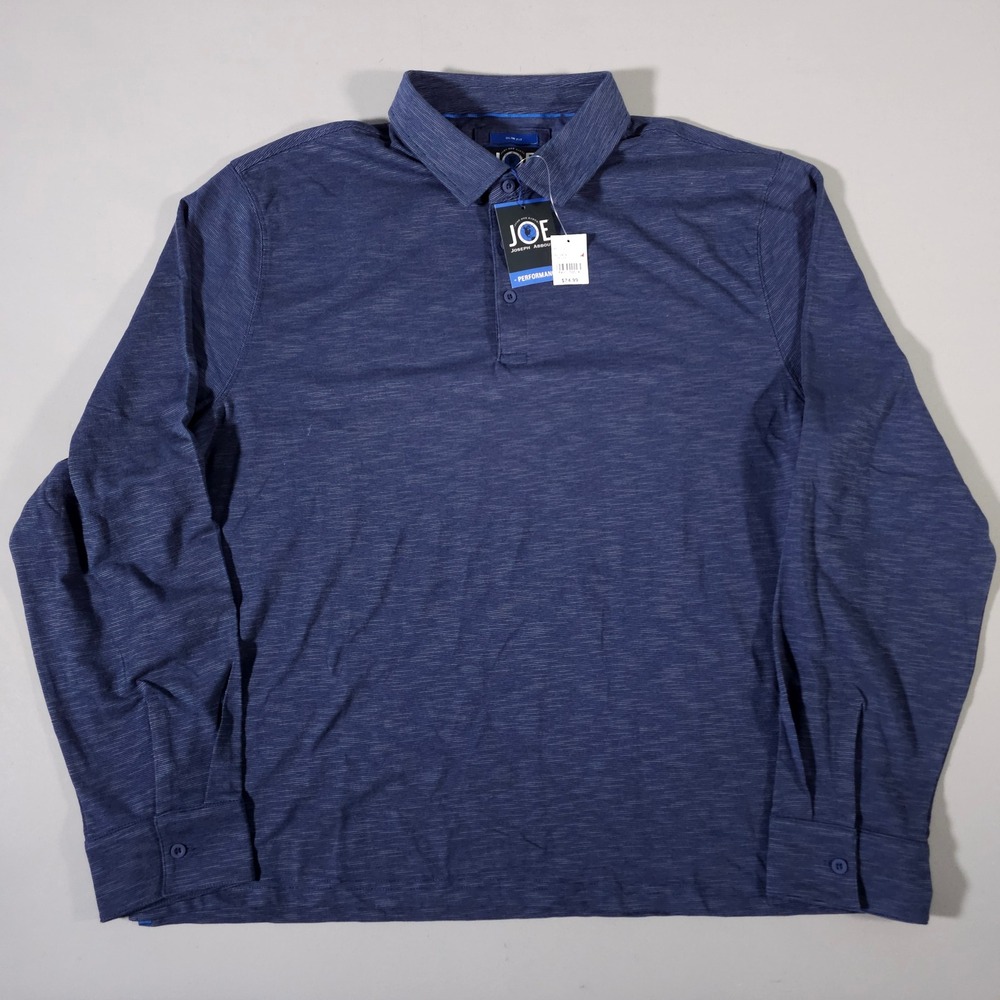 Joseph Abboud Polo Shirt Mens XXL Blue Slim Fit‎ Long Sleeve Performance JOE NWT